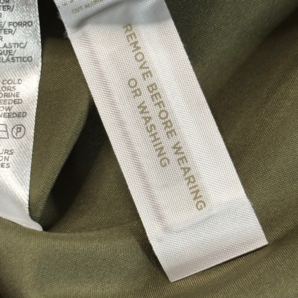 LOFT Olive Green Jacquard Smocked Tiered Swing Mini Dress NWT Petites MP - Picture 12 of 12